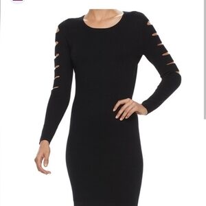 Jennifer Lopez Black Cut Out Long Sleeves Sweater Dress size al